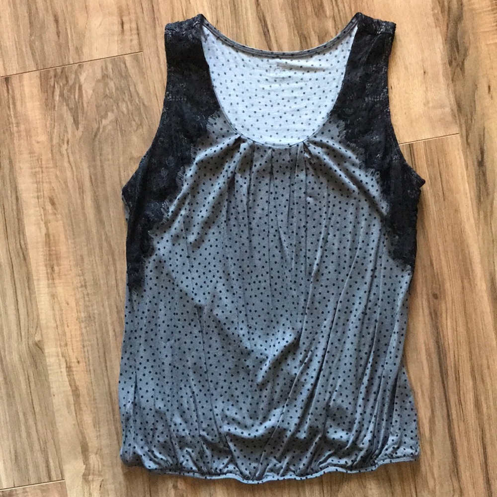LOFT top with black lace detail